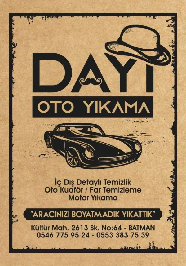 Dayı Oto Yıkama için üretilen reklam baskılı kağıt oto paspas