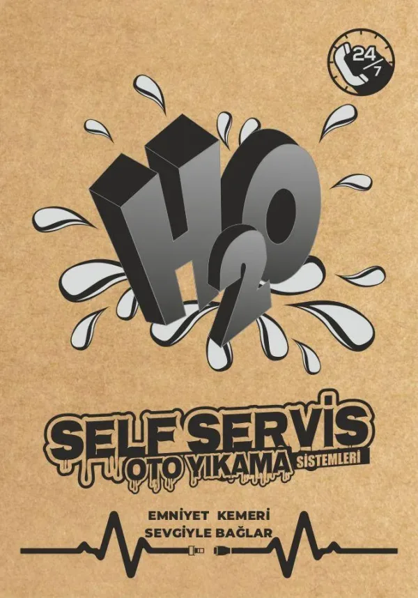 H2O Self Servis Oto Yıkama için üretilen reklam baskılı kağıt oto paspas
