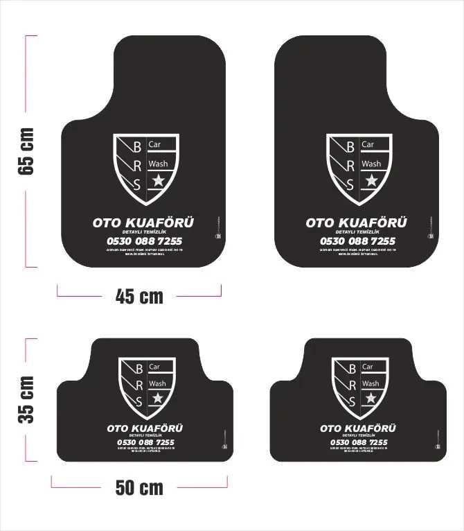 1000 Özel Şekil Siyah Zemin Tek Renk Oto Paspas