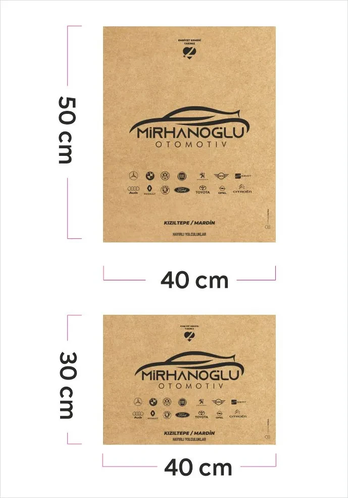 2500 Kraft Kağıt İkili Set Tek Renk Oto Paspas