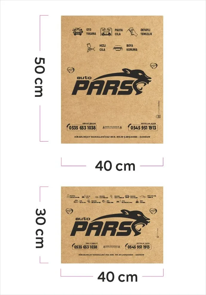 10000 Kraft Kağıt İkili Set Tek Renk Oto Paspas