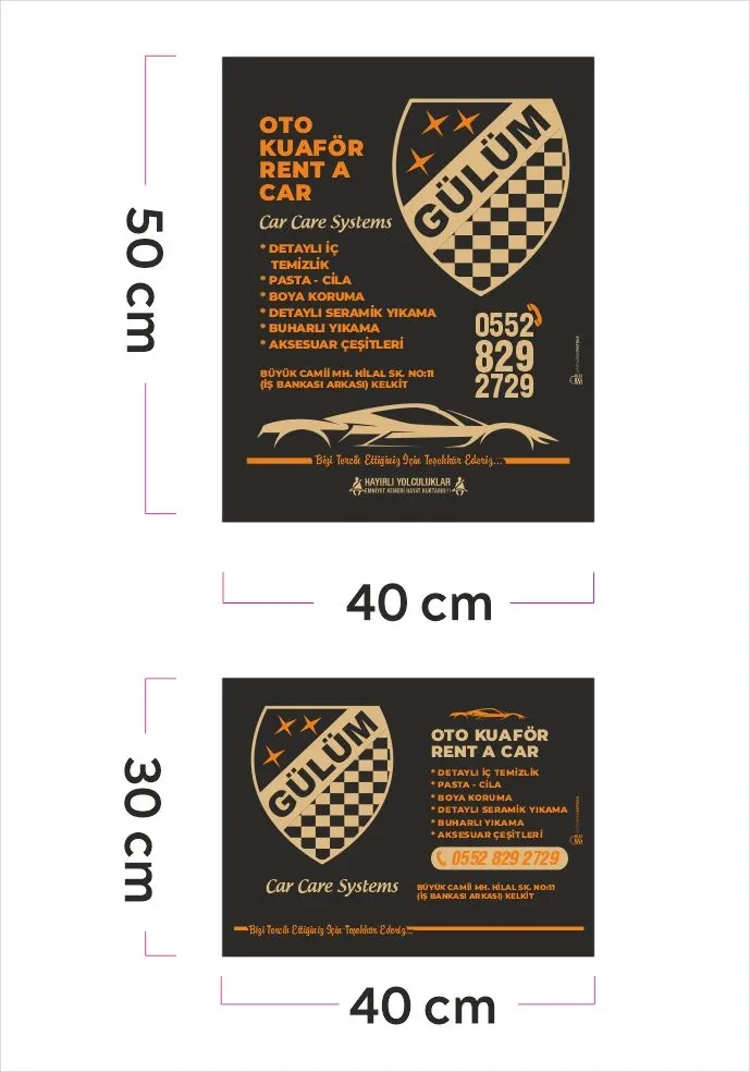 1000 Kraft Kağıt İkili Set Siyah Zemin 2 Renk Oto Paspas